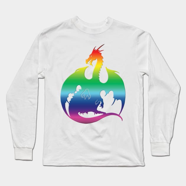 Rainbow Dragon Long Sleeve T-Shirt by ferinefire